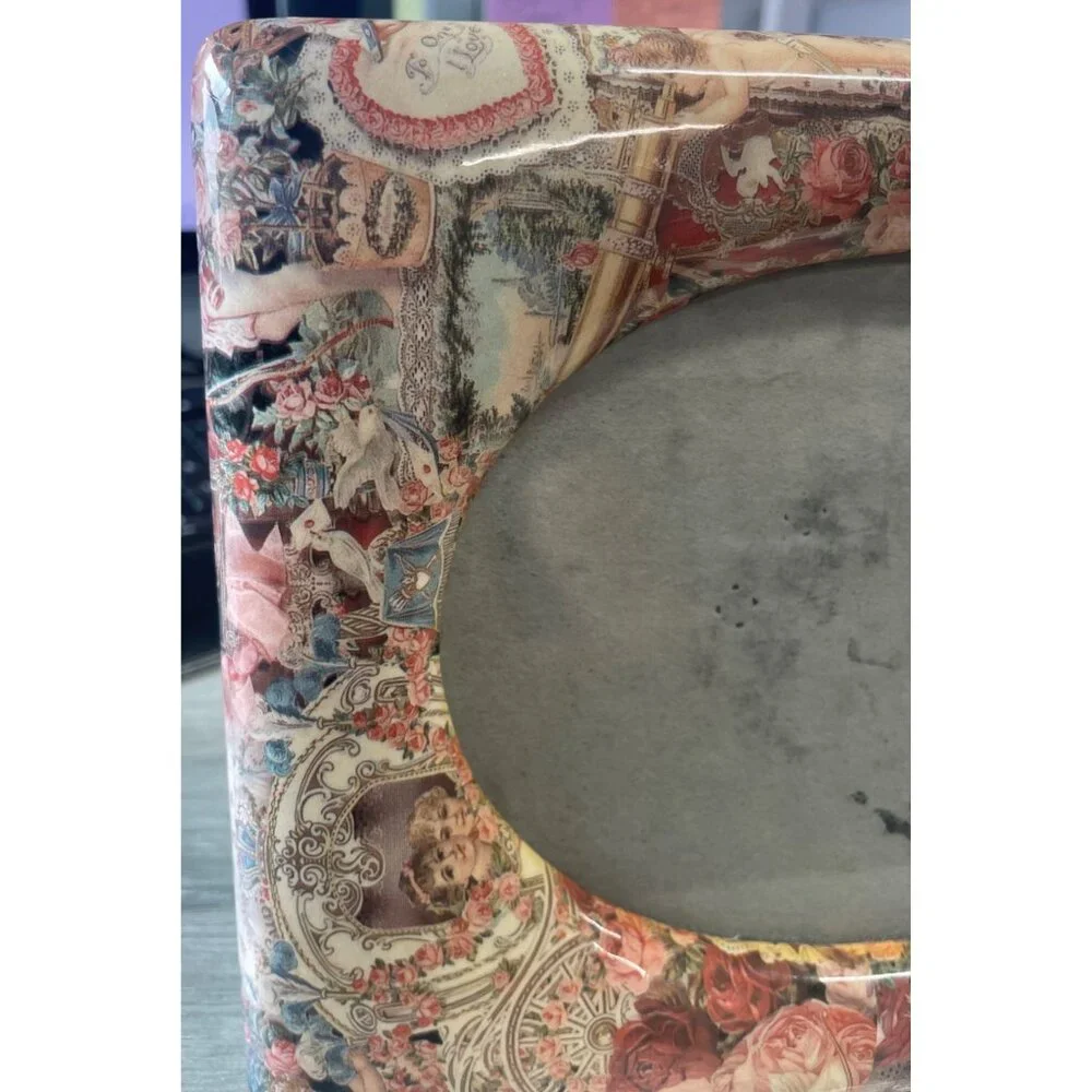 Vintage Victorian Style Floral Decorative Picture Frame‎ Ceramic Decoupage